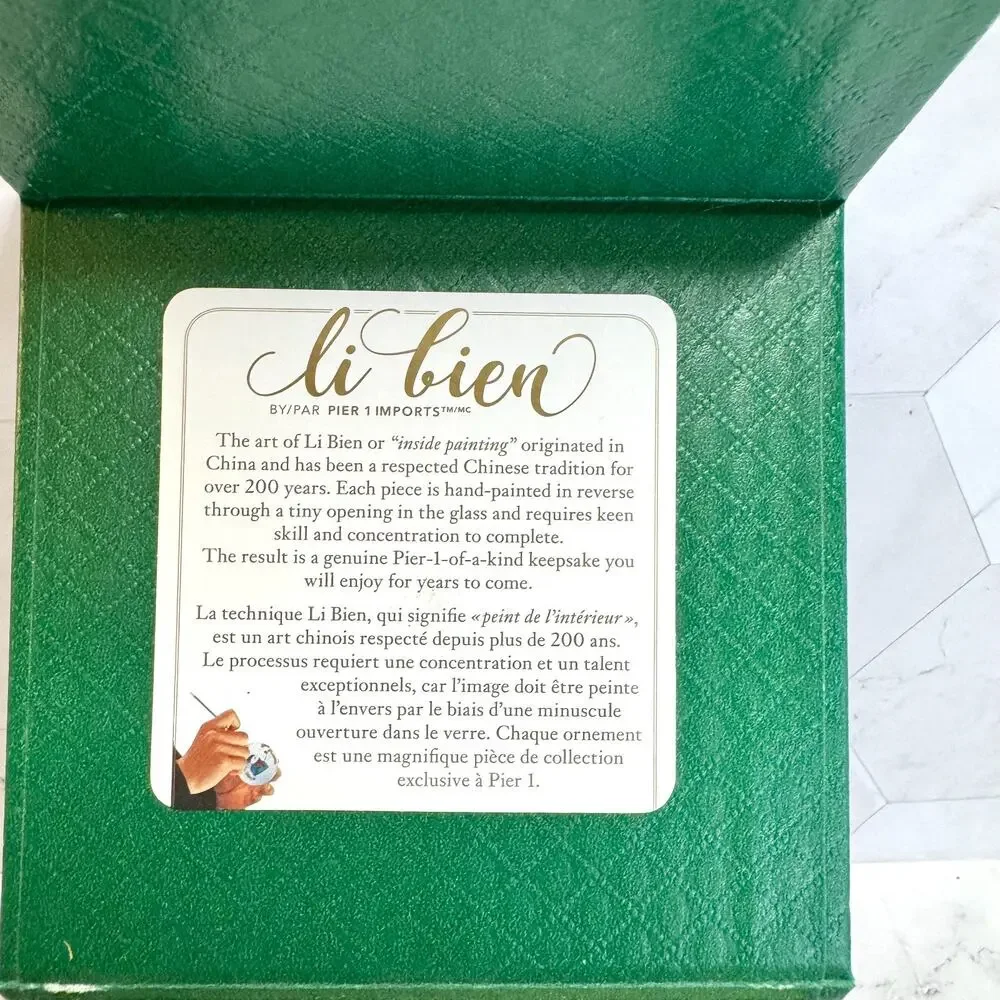 Pier 1 Imports Li Bien 2018 Glass Christmas Ornament Red Snowman Band in Box